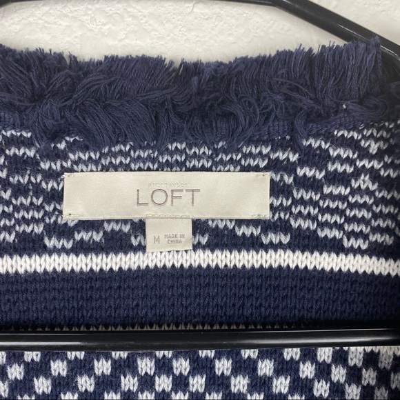 Ann Taylor Loft Navy Stripped Knit jacket SZ M - Picture 6 of 9